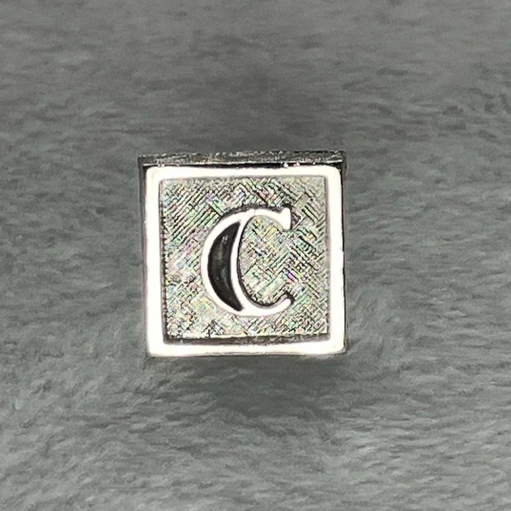 Vtg Swank Silver Tone Tie Tac Initial C Classic‎ Old Money Estate Luxury Retro